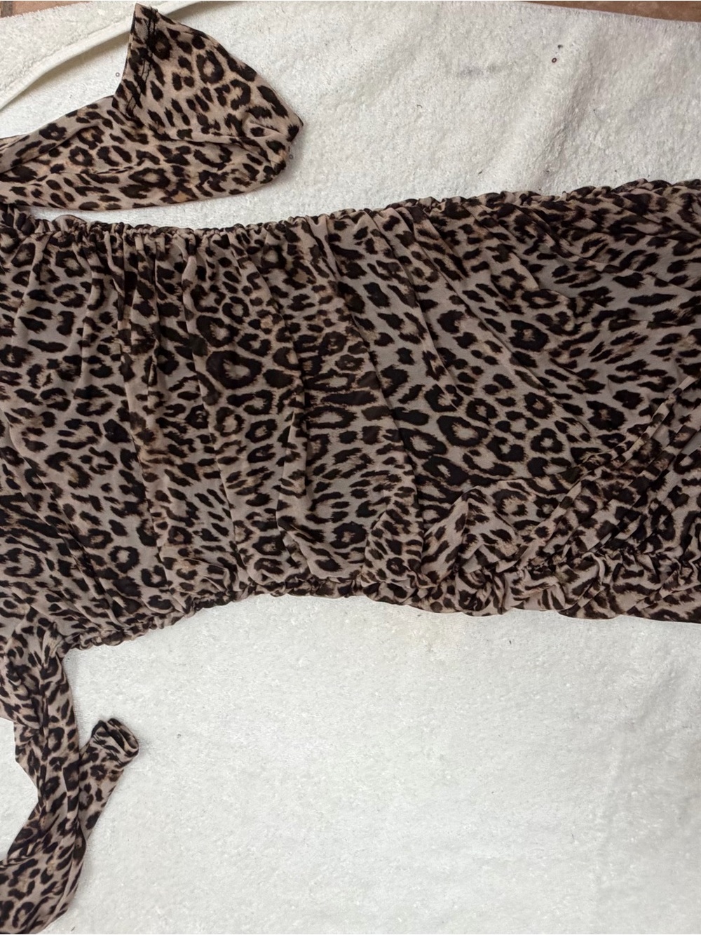 Guess Leopard-Print Bandeau Top in Beige and Black